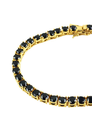 Necklace - BLΛCK Diamond Tennis Chain & Bracelet Set X Gold