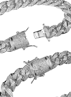 Necklace - Diamond Cuban Link Chain X White Gold