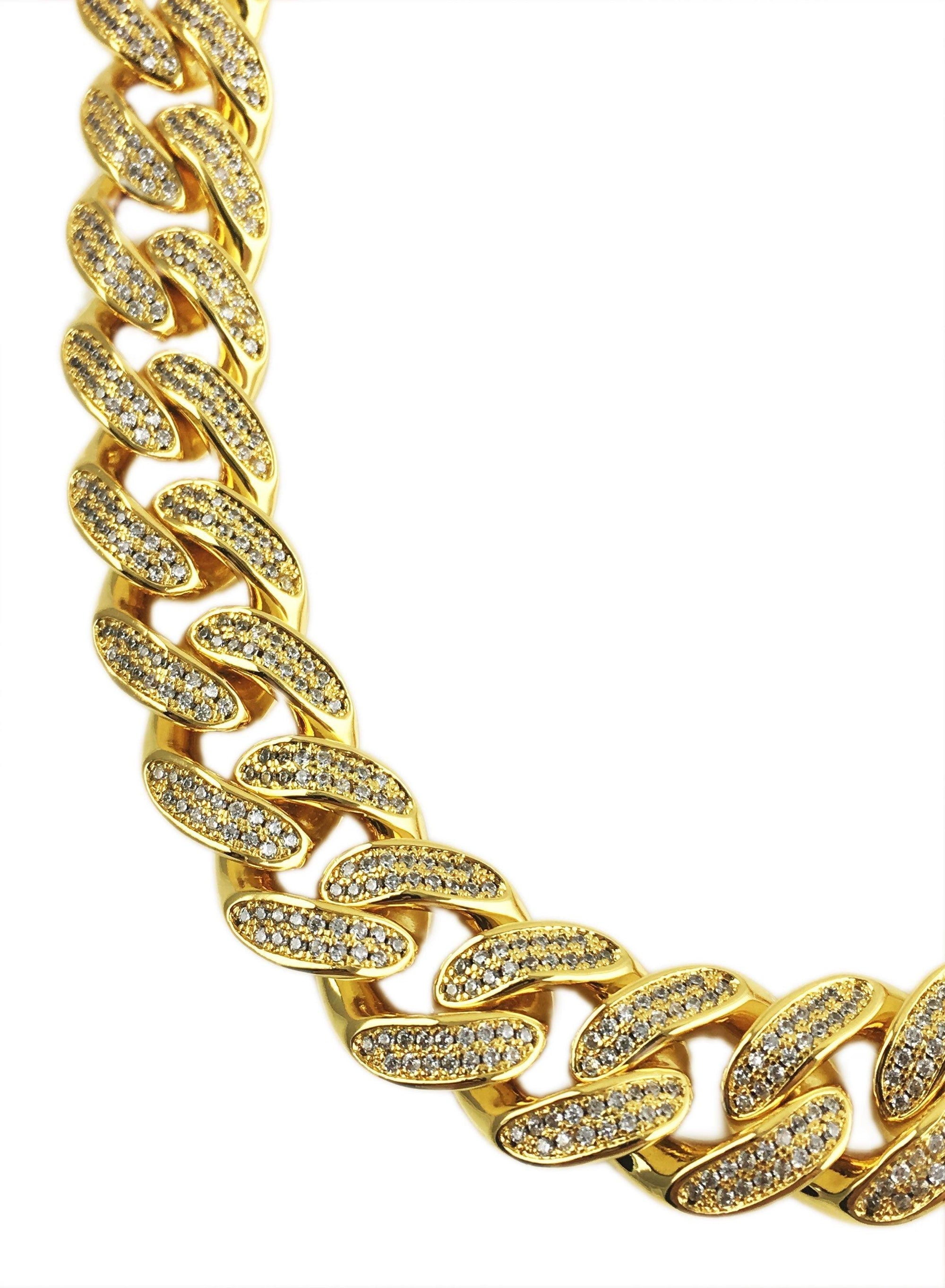 Necklace - Diamond Cuban Link X Cross | 18k Gold