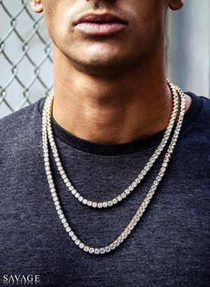 Necklace - Diamond Tennis Chain Set X Gold