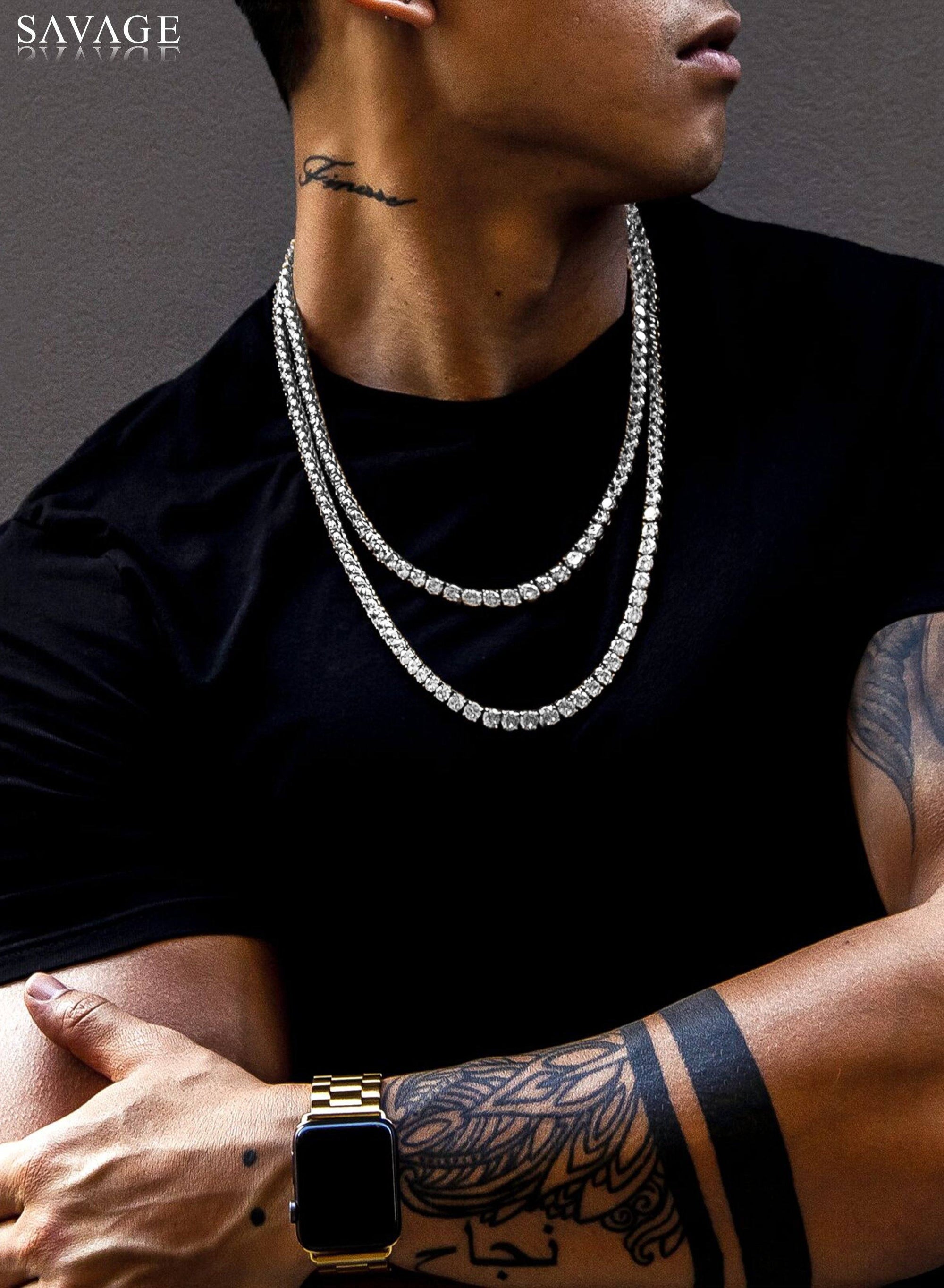 Necklace - Diamond Tennis Chains Set X Stainless