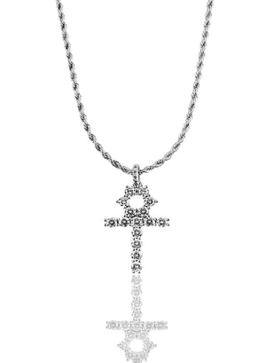 Necklace - Diamond Tennis & Cross Set X White Gold