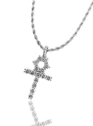 Necklace - Diamond Tennis & Cross Set X White Gold