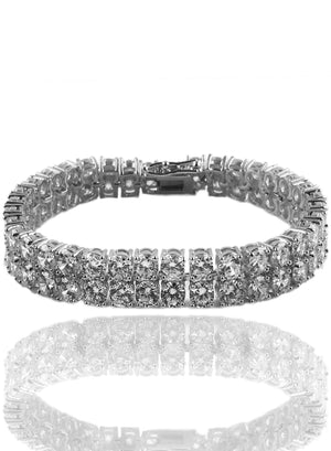 Bracelet - Double Stacked Diamond Tennis Bracelet X Stainless
