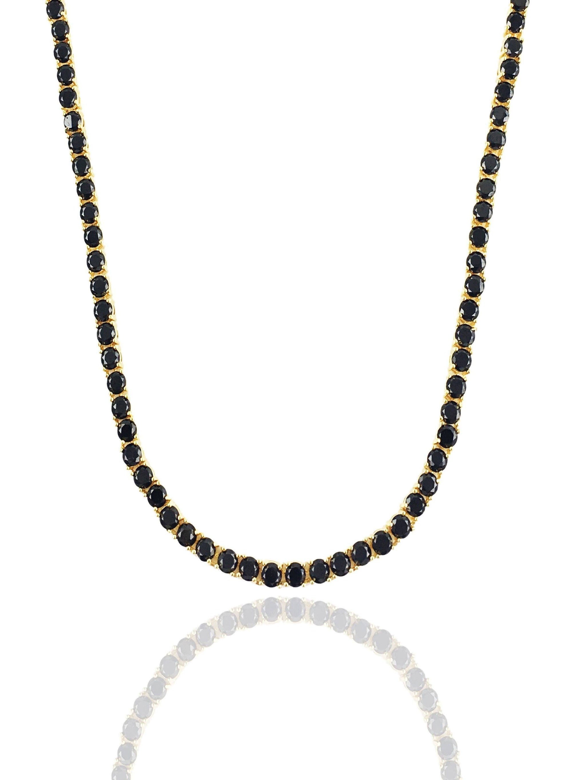 Necklace - Black Diamond Tennis Chain X 18k Gold