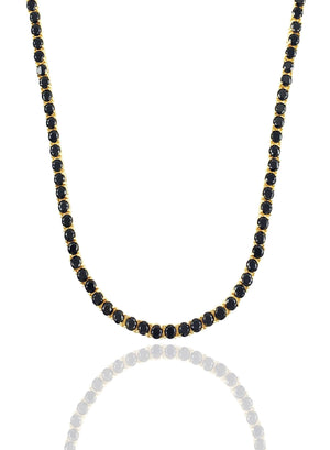 Necklace - Black Diamond Tennis Chain X 18k Gold