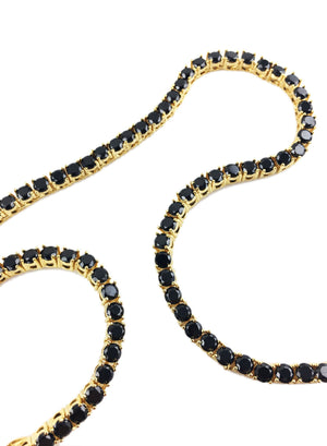 Necklace - Black Diamond Tennis Chain X 18k Gold