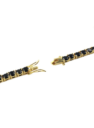 Necklace - Black Diamond Tennis Chain X 18k Gold