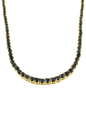 Necklace - Black Diamond Tennis Chain X 18k Gold