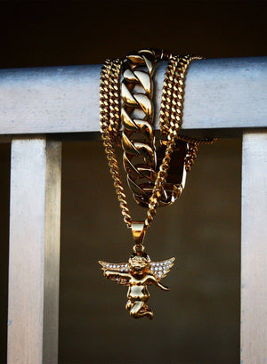 Necklace - Cherub Angel X 18k Gold