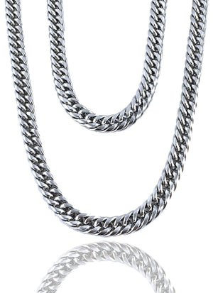 Necklace - Cuban Links Layered Set X Stainless Silver