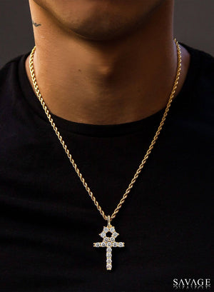 Necklace - Diamond Ankh X 18k Gold
