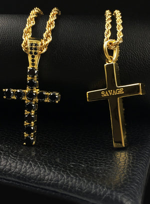 Necklace - Diamond Cross X BLΛCK/GOLD