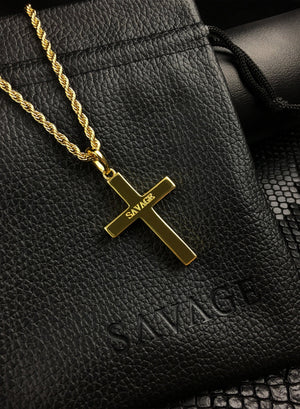 Necklace - Diamond Cross X BLΛCK/GOLD