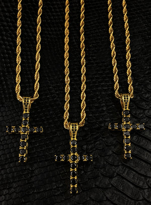 Necklace - Diamond Cross X BLΛCK/GOLD