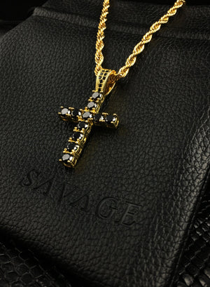 Necklace - Diamond Cross X BLΛCK/GOLD