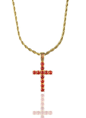 Necklace - Diamond Cross X Bloodstone