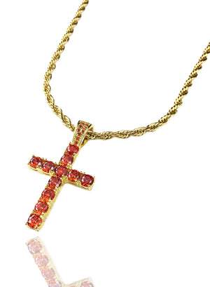 Necklace - Diamond Cross X Bloodstone