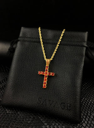 Necklace - Diamond Cross X Bloodstone