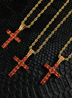 Necklace - Diamond Cross X Bloodstone