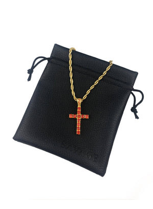 Necklace - Diamond Cross X Bloodstone