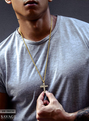 Necklace - Diamond Cross X Gold