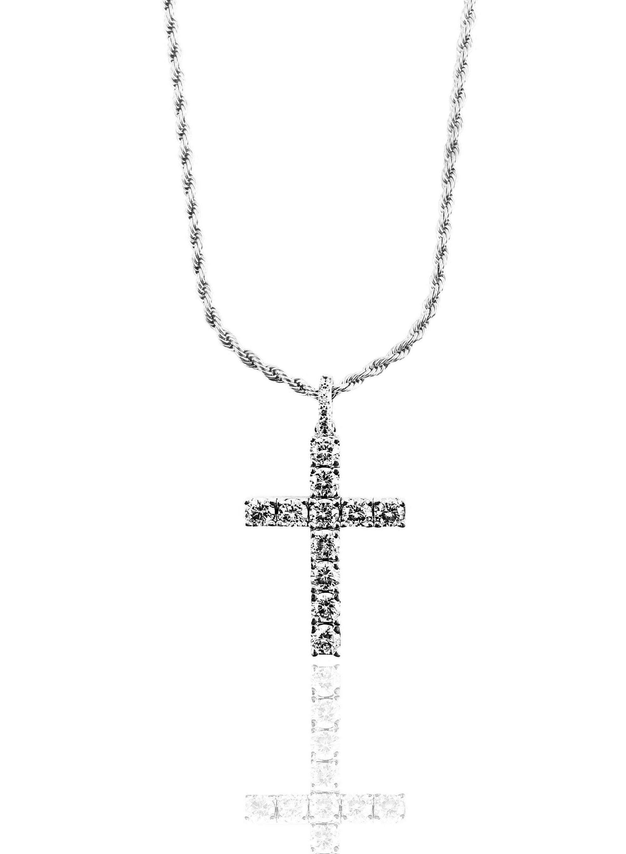 Necklace - Diamond Cross X White Gold