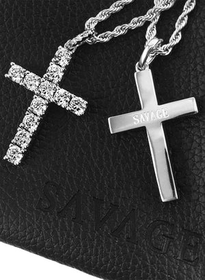 Necklace - Diamond Cross X White Gold