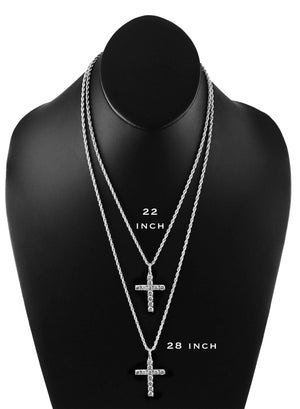 Necklace - Diamond Cross X White Gold