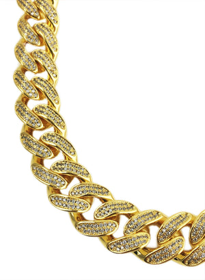 Necklace - Diamond Cuban Chain & Bracelet Set