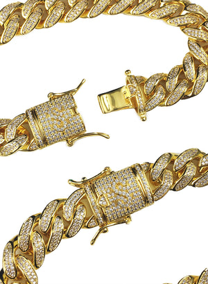 Necklace - Diamond Cuban Chain & Bracelet Set