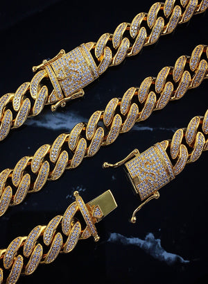 Necklace - Diamond Cuban Chain & Bracelet Set