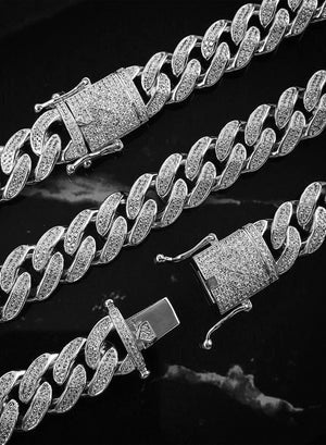 Necklace - Diamond Cuban Link Bracelet X White Gold