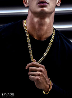 Necklace - Diamond Cuban Link Chain X 18k Gold