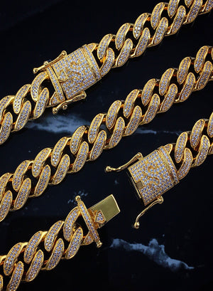 Necklace - Diamond Cuban Link X Cross | 18k Gold