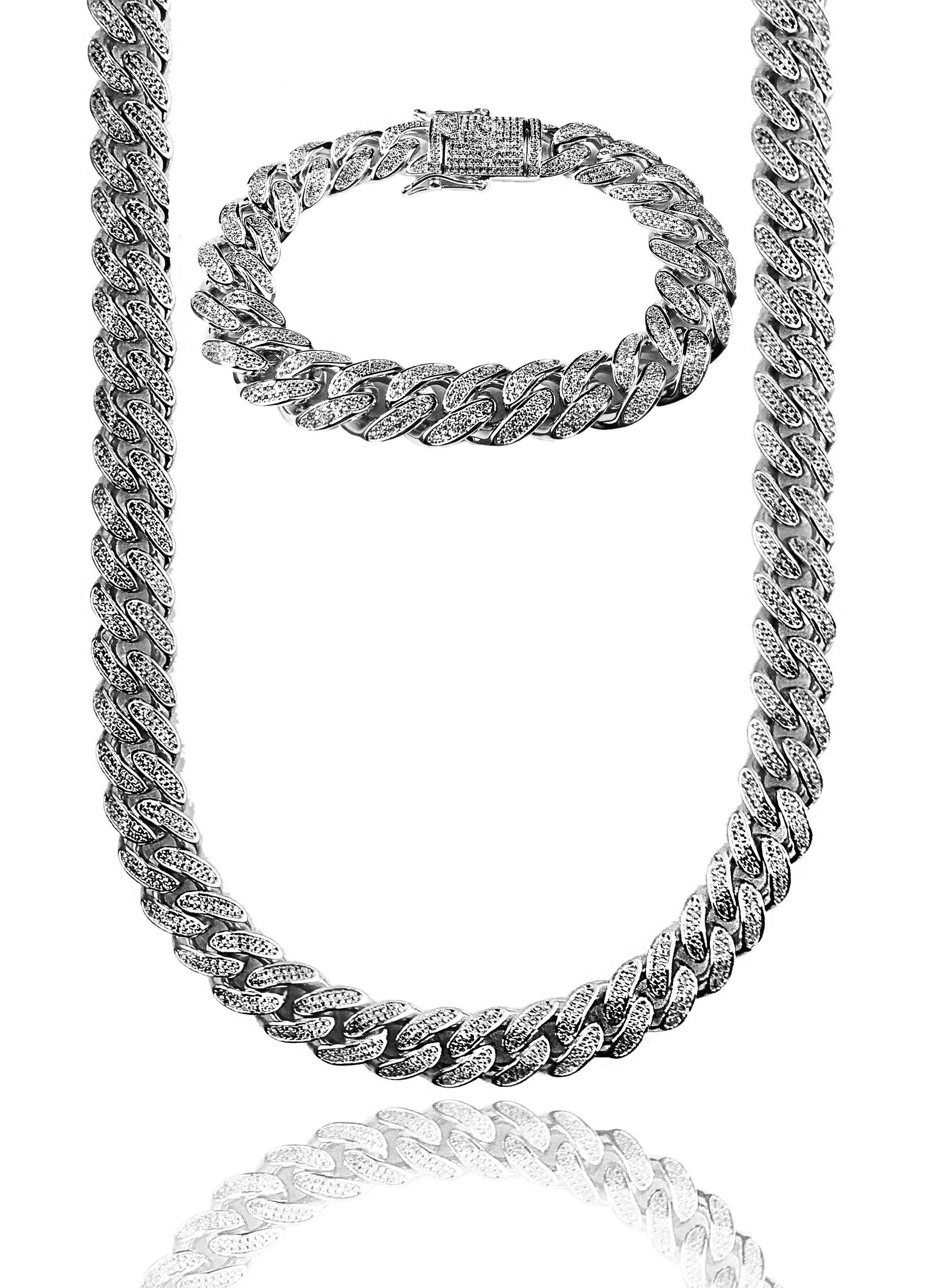 Necklace - Diamond Cuban Set X White Gold