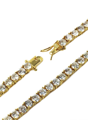 Necklace - Diamond Tennis Chain & Bracelet Set X Gold