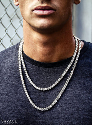 Necklace - Diamond Tennis Chain Set X White Gold