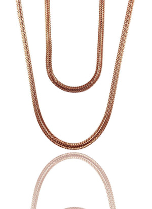 Necklace - Serpentine Chains Layered Set X 18k Rose Gold